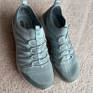 Skechers Women's Mint Green Slip-On Knit Athletic Sneakers